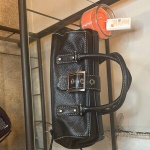 Rafe New York Black Leather Bag with Silver Buckle